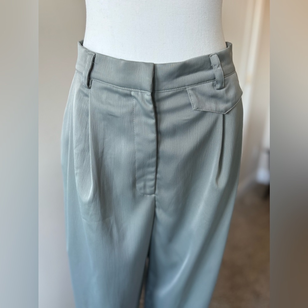 NWT Grey AND NOW THIS Womens Hook And Bar Closure Zippered Wide Leg Pants M - Picture 3 of 13